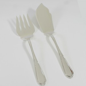 Set de tenedor y pala para servir pescado en plata